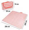 Piknik, strandtakaró, kempingszőnyeg, vízálló, hordozható, nagy, 2x2m, piros rács