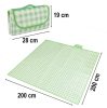 Piknik, strandtakaró, kempingszőnyeg, vízálló, hordozható, nagy, 2x2m, zöld rács