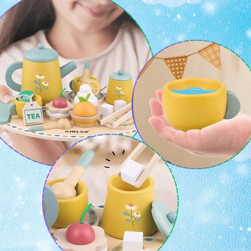 Gyerekjáték fa teáskészlet