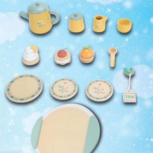 Gyerekjáték fa teáskészlet