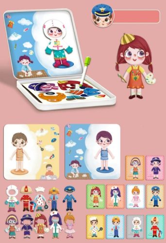 Mágneses ruhadarabok fa kockák Zkb-2022