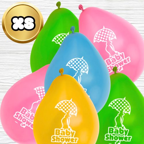 Nagy lufik babaváró bulira, 8 db, 30 cm, színes