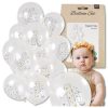 Nagy átlátszó lufik origami mintával, 12 darab, első születésnapra, fehér