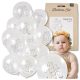 Nagy átlátszó lufik origami mintával, 12 darab, első születésnapra, fehér