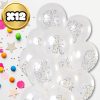 Nagy átlátszó lufik origami mintával, 12 darab, első születésnapra, fehér