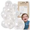 Nagy átlátszó lufik origamival és 2-es számmal, 12 db, fehér