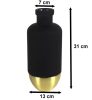 Virágváza, matt, fekete és arany, üveg - fém, 31 cm
