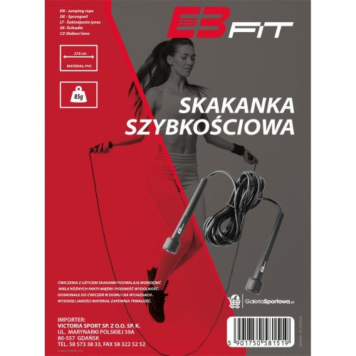 ugrókötél pvc 285cm fekete enero fit