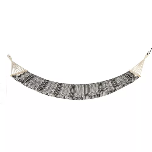 Kerti Függőágy 2 Személyre 200X147Cm Szétterelőrúddal Ethno Fekete És Fehér
