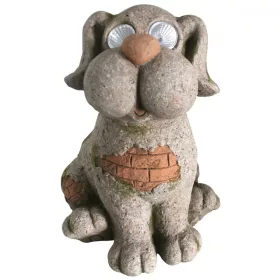   Napelemes lámpa, Saska Garden, Kutya modell, Stone, Bézs/Zöld