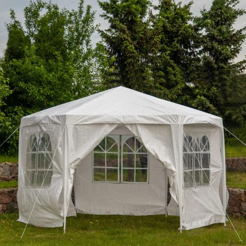 pavilon hatszögű kerti sátor 2x2x2m magasság 2,6 m fehér