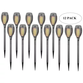   Napelemes Zseblámpa, Táncoló Lángokkal, 12 Led Smd 7,5X7,5X46,5Cm Szürke - 12 Db