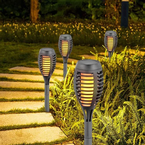 Napelemes Zseblámpa, Táncoló Lángokkal, 12 Led Smd 7,5X7,5X46,5Cm Szürke - 12 Db