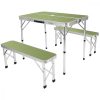 összehajtható tuurista kemping asztal 90x60x70cm és 2 pad 87x23x39cm zöld