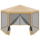Hatszögű Kerti Pavilon 2X2X2X2,5M Szúnyoghálóval Bézs Színű