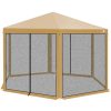 Hatszögű Kerti Pavilon 2X2X2X2,5M Szúnyoghálóval Bézs Színű