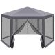 Hatszögű Kerti Pavilon 2X2X2X2,5M Szúnyoghálóval, Szürke