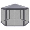 Hatszögű Kerti Pavilon 2X2X2X2,5M Szúnyoghálóval, Szürke