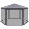 Hatszögű Kerti Pavilon 2X2X2X2,5M Szúnyoghálóval, Szürke