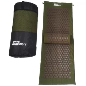   szőnyeg párnával akupresszúrás jógamasszázshoz zöld-barna 128x48x2cm eb fit