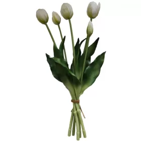   csoport 5 nyitott fehér tulipánsal, 40 cm-es, mint élő tavaszi dísz