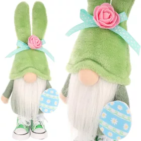  gnome gnóm nyuszi 25 cm zöld tornacipőben tavaszi dekorációval