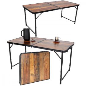 összehajtható kemping asztal 120x60x70/62/55cm fa
