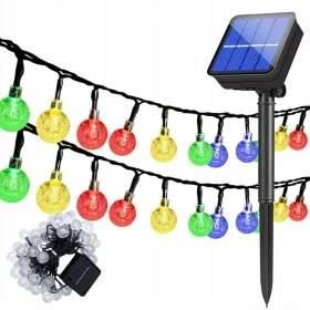   Napelemes Kerti Lámpa Garland Napelemes Lánc 4,9M 40Led Többszínű