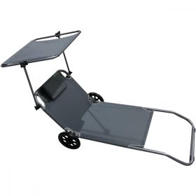   összehajtható strand szék kerekeken 116x62x62-90cm szürke