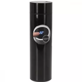 termosz turista bögre hőmérővel 450ml fekete