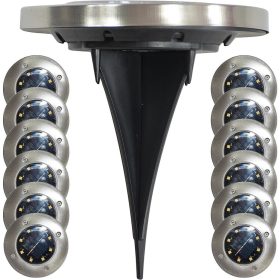  Napelemes Lámpa 8 Led Smd Földbe Veréshez, 12 Db-Os Készlet