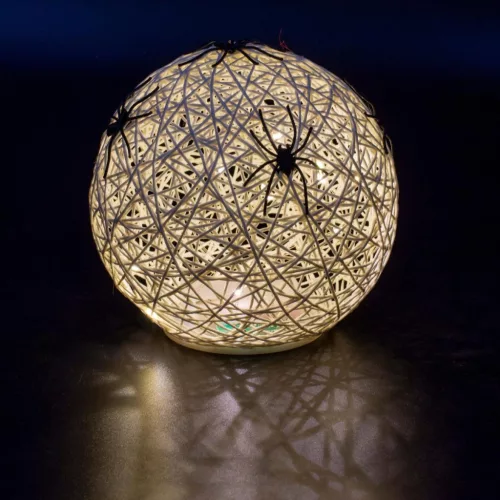 Dekoratív Led Gömblámpa Pókkal 15 Cm Halloween Fehér