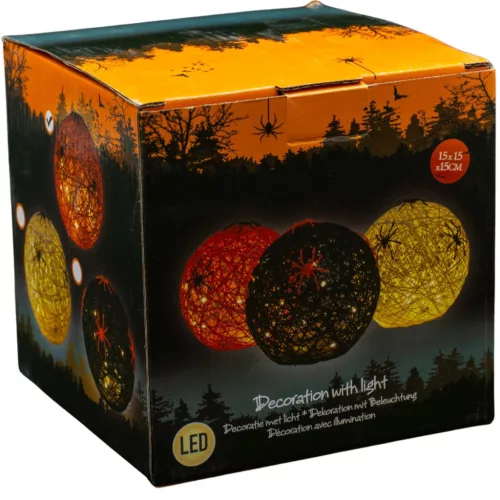 Dekoratív Led Gömblámpa Pókkal 15 Cm Halloween Fehér