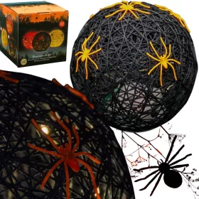 Dekoratív Led Gömblámpa Pókkal 15Cm Halloween Fekete