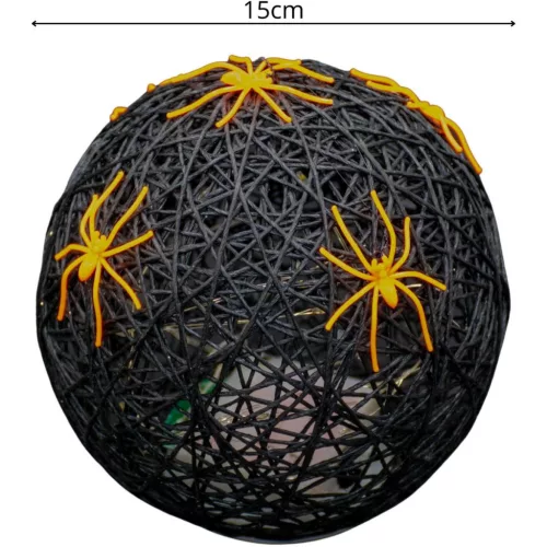 Dekoratív Led Gömblámpa Pókkal 15Cm Halloween Fekete