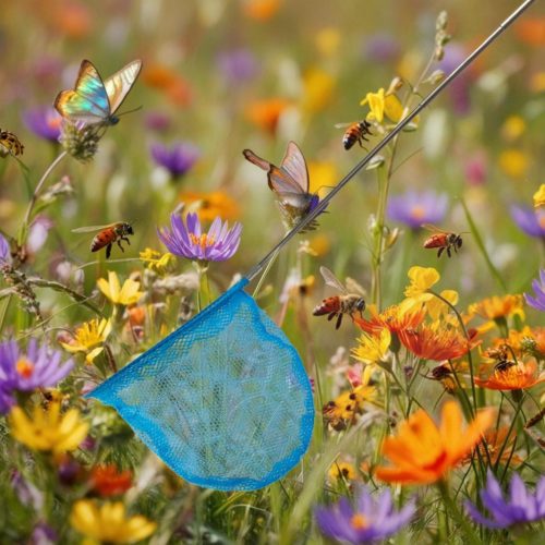 Összecsukható, Teleszkópos lepkeháló Rovarokra 37-85Cm Kék