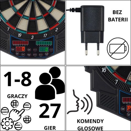 Elektronikus Darts Tápegységgel És 4 Számlálóval 49Cm Enero Pro