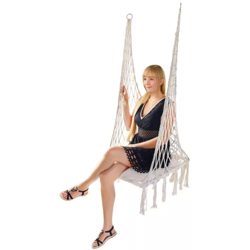 Áttört Függöny Függőszék Gólyafészek 60X60X150Cm Ecru Párnával