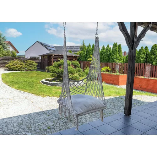 Áttört Függöny Függőszék Gólyafészek 60X60X150Cm Ecru Párnával