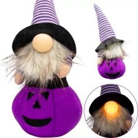 Dekoratív Tökfigura 25Cm Led Halloween Lila Lila