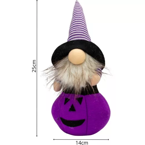 Dekoratív Tökfigura 25Cm Led Halloween Lila Lila
