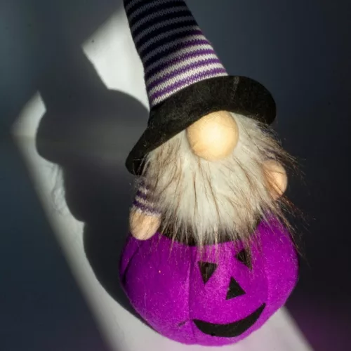 Dekoratív Tökfigura 35Cm Led Halloween Lila Lila