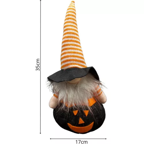 Dekoratív Tökfigura 35Cm Led Halloween Fekete
