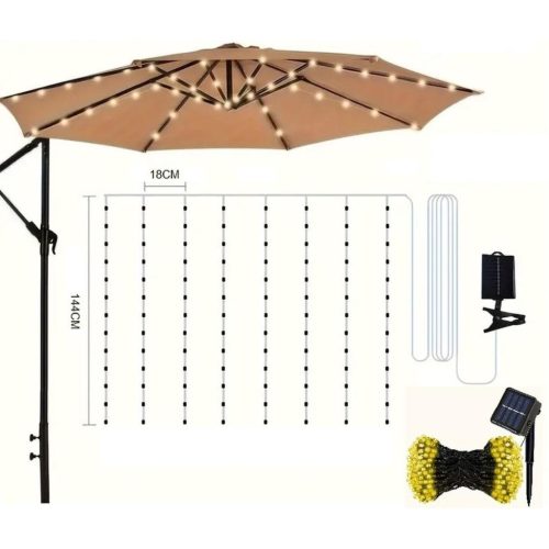 Napelemes Kerti Napernyő Világítás 5M 72Led