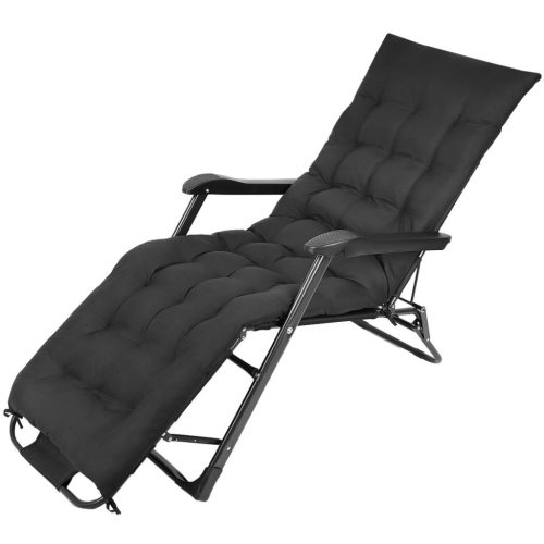 Balaton Többpozíciós Fotel Párnával És Fejtámlával, Fekete