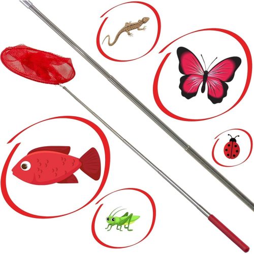 Összecsukható, Teleszkópos lepkeháló Rovarokra 37-85Cm Piros