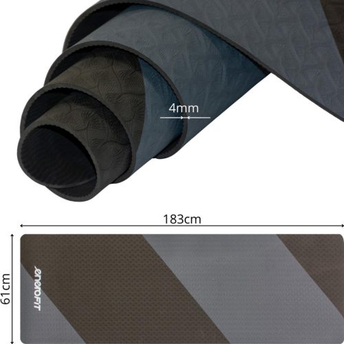 Enero Fit Csúszásgátló Tpe Jóga- És Fitneszszőnyeg, Szürke-Fekete