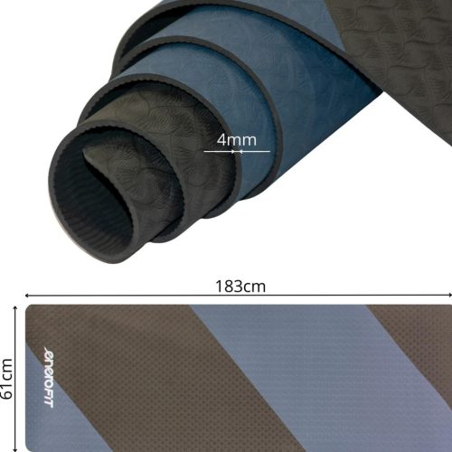 Jóga És Fitnesz Szőnyeg Tpe Csúszásgátló Fekete És Kék Enero Fit