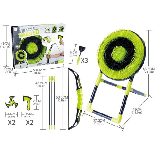 4 Az 1-Ben Játékkészlet: Dárda, Íj, Fejsze, Suriken