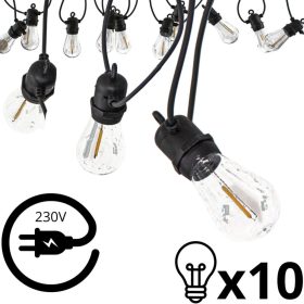 Kültéri Partifény Girland 10 Izzó 10Led 8M 230V